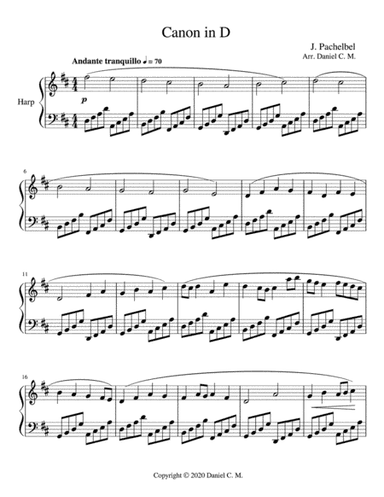 Canon in D for harp (romantic style) (arr. Daniel C. M.)