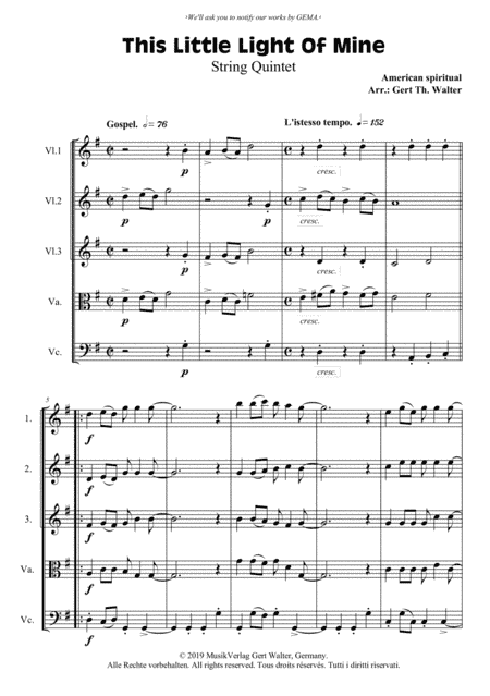This Little Light Of Mine (arr. Gert Th. Walter)