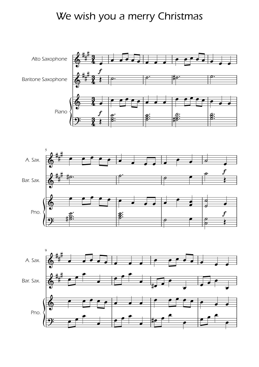 We Wish You a Merry Christmas - Sax Duet w/ Piano (arr. Ygor Nunes)