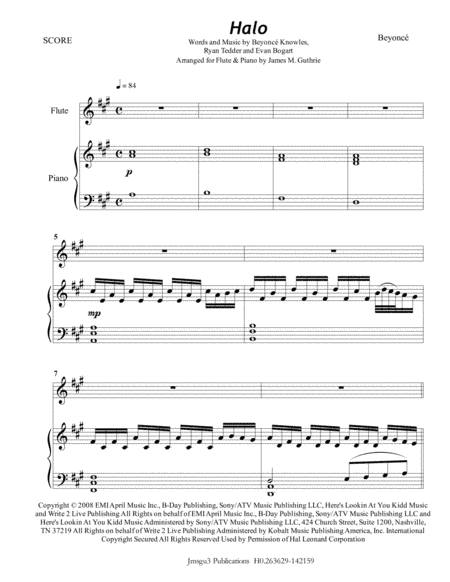 Halo (arr. James M. Guthrie, ASCAP)