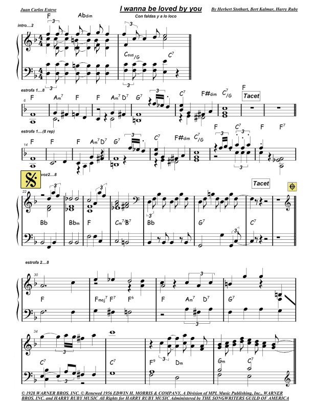 I Wanna Be Loved By You (arr. juan carlos esteve /Gran Coda)