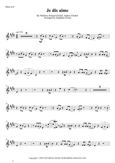 Je Dis Aime (arr. Stephane ELSINY)