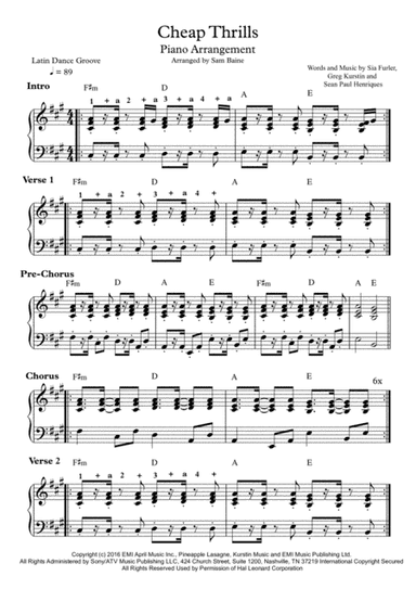 Cheap Thrills (arr. Sam Baine)