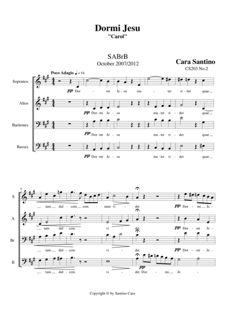 Dormi Jesu - Christmas motet for Choir SABrB a cappella