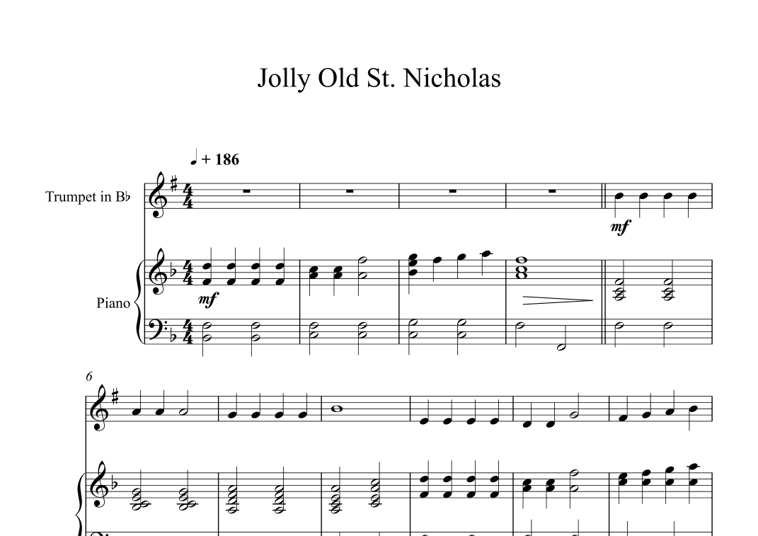 Jolly Old St. Nicholas (Trumpet + Piano) (arr. Digital Book Music)