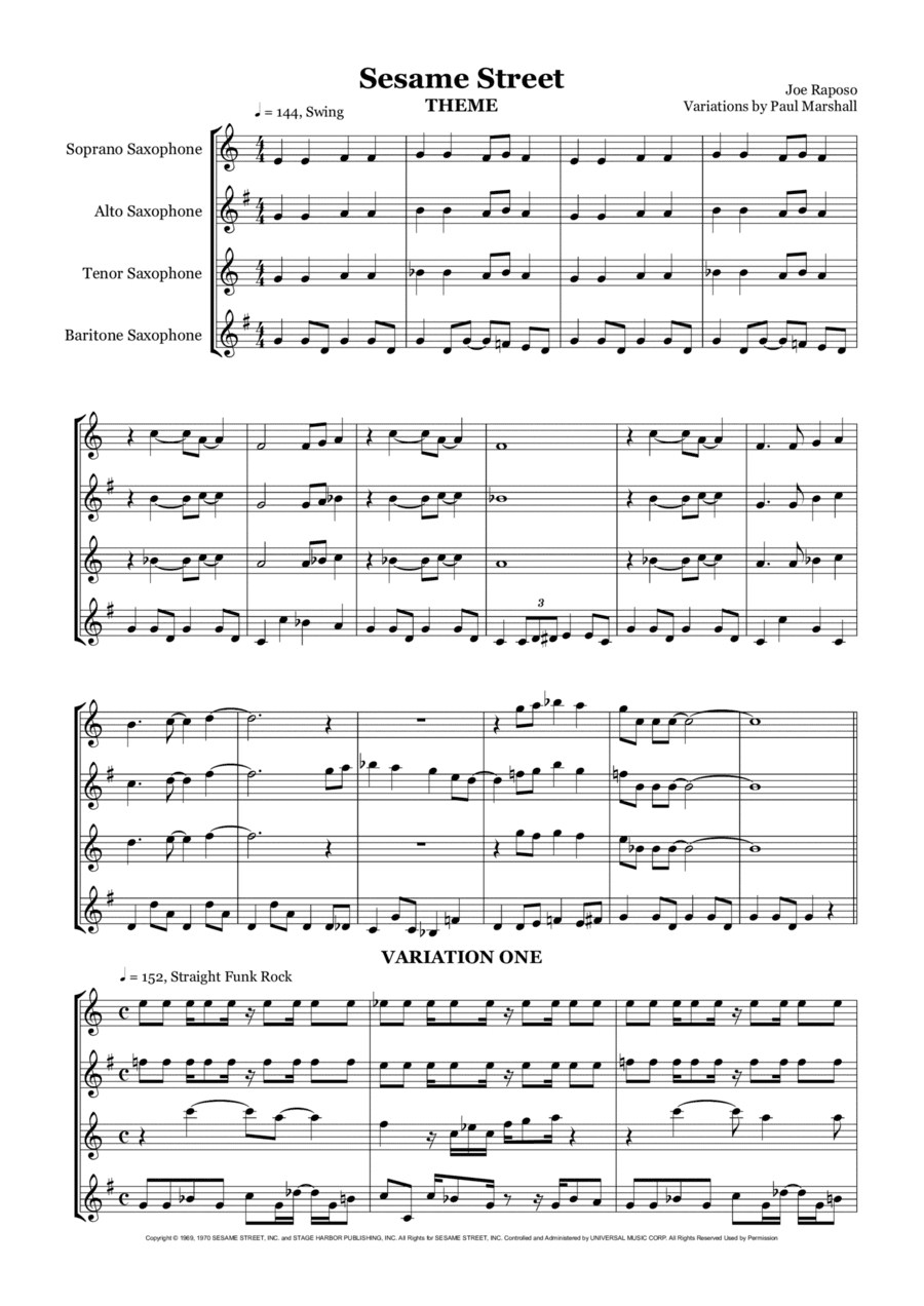 Sesame Street Theme (arr. Paul Marshall)