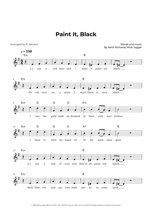 Paint It, Black (arr. R. Salvario)