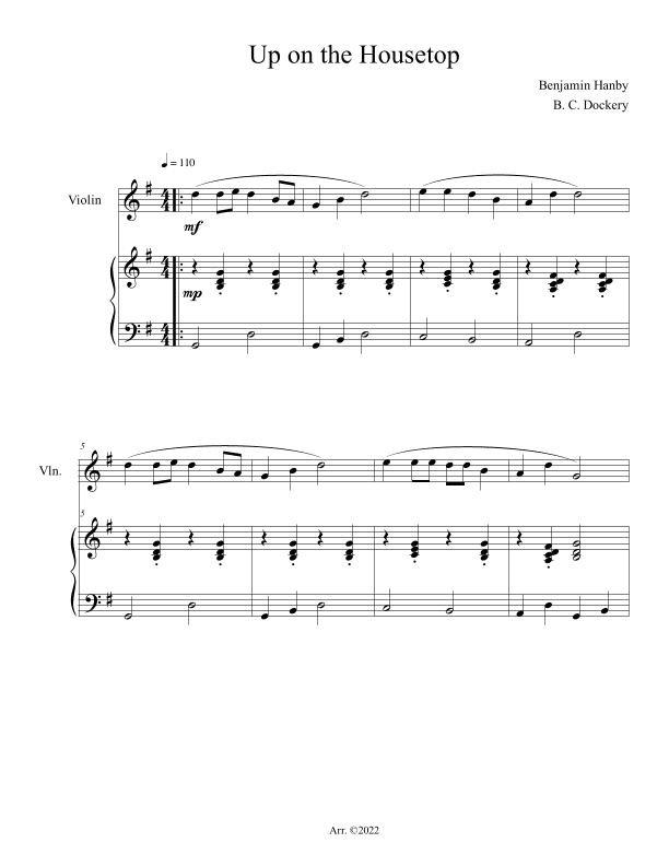 Up on the Housetop (Violin Solo with Piano Accompaniment) (arr. B. C. Dockery)