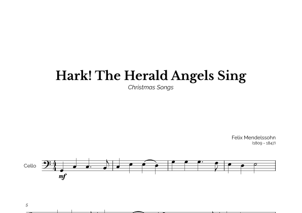 Hark! The Herald Angels Sing for Easy Cello Solo (arr. Marcos Soares)