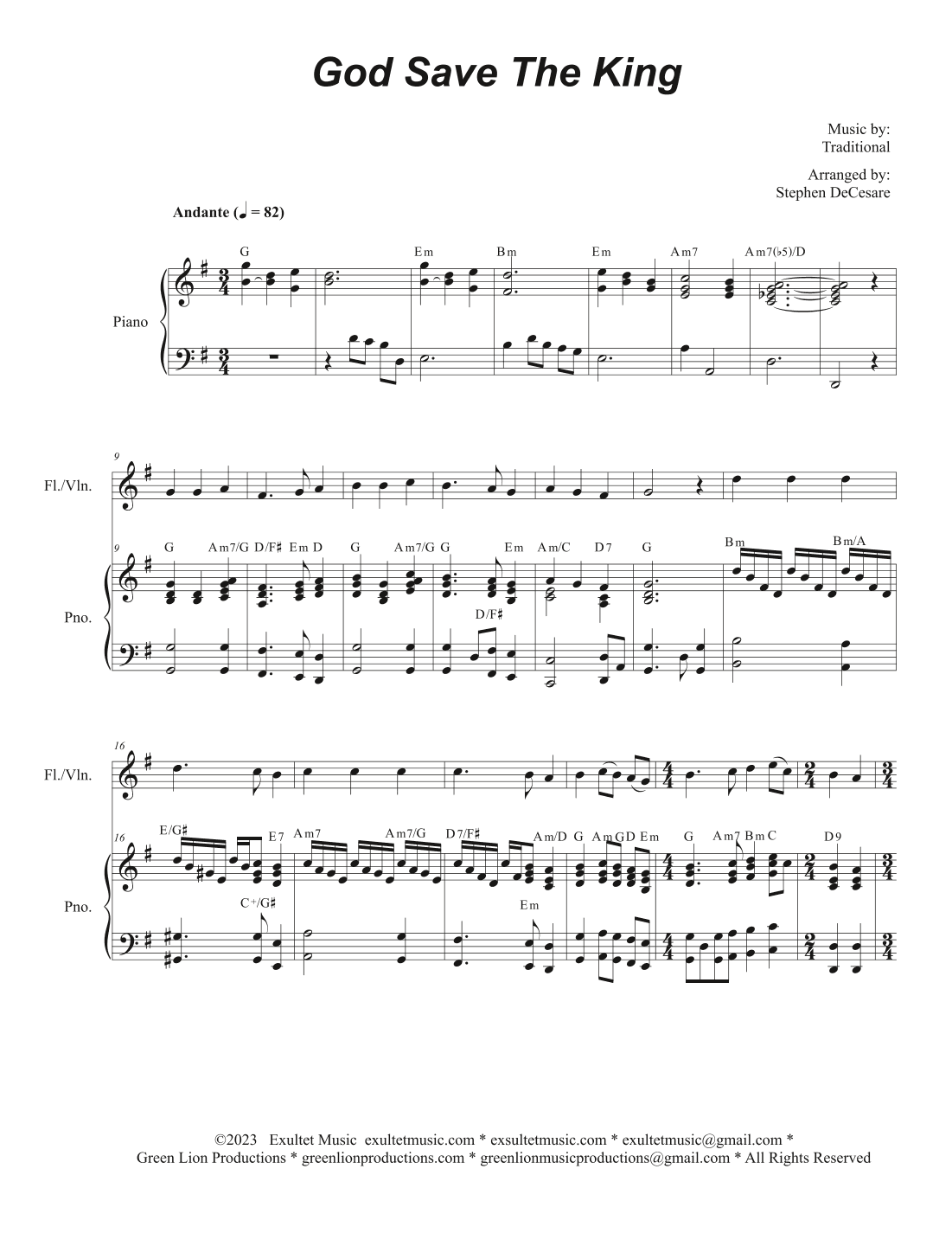 God Save The King (Flute or Violin solo and Piano) (arr. Stephen DeCesare)
