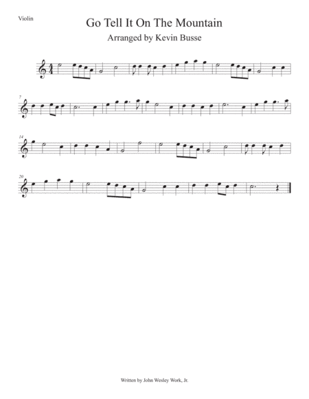 Go Tell It On The Mountain (Easy key of C) Violin (arr. Kevin Busse)