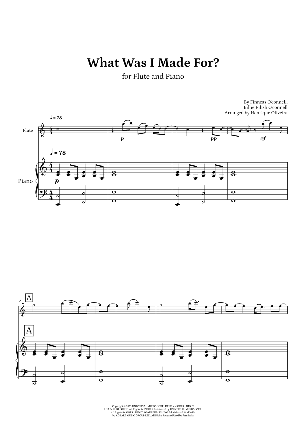 What Was I Made For? (arr. Henrique Oliveira)