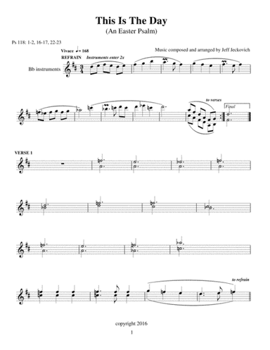 This Is The Day (An Easter Psalm) - two Bb instruments