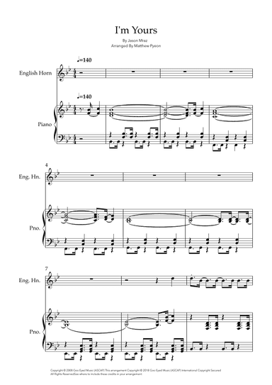 I'm Yours (arr. Matthew pyeon)