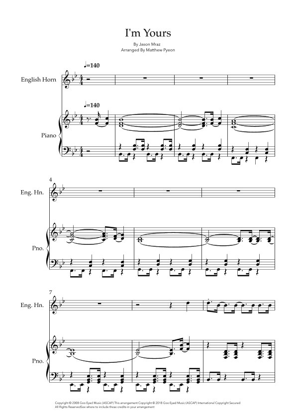 I'm Yours (arr. Matthew pyeon)