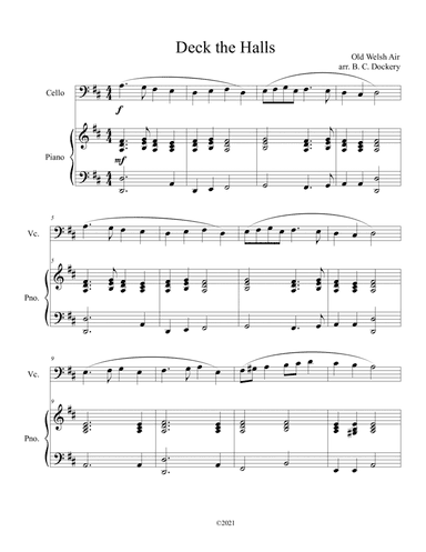 Deck the Halls (Cello Solo with Piano Accompaniment) (arr. B. C. Dockery)