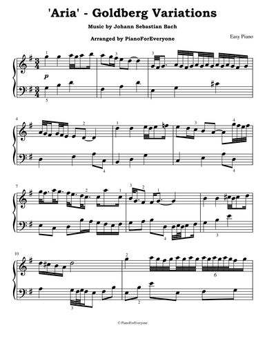 'Aria' from the Goldberg Variations - Bach (Easy Piano) (arr. PianoForEveryone)