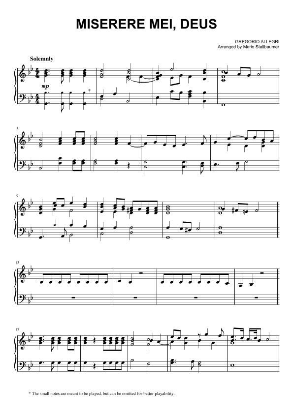 Miserere mei, Deus (arr. Mario Stallbaumer)