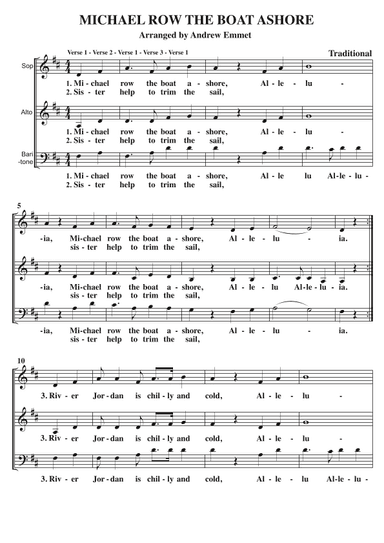 Michael Row The Boat Ashore A Cappella SAB (arr. Andrew Emmat)