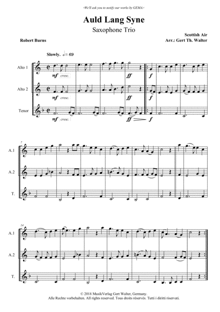 Auld Lang Syne (arr. Gert Th. Walter)