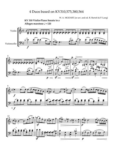 Duets op. 70 vol. 2 for violin and cello (arr. Russ Bartoli, Peter Lang)