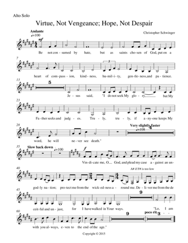 Virtue, Not Vengeance; Hope, Not Despair - for alto solo and orchestra - Part 2 of 2