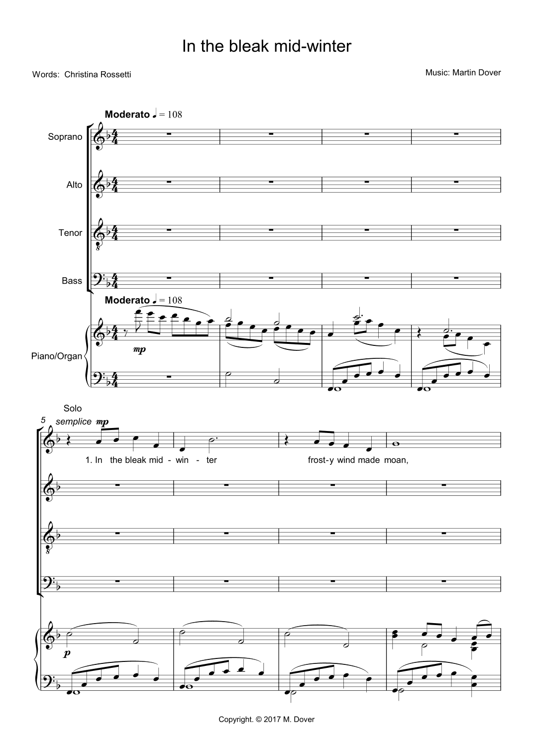 In the Bleak Mid-Winter (In the Bleak Midwinter) - SATB