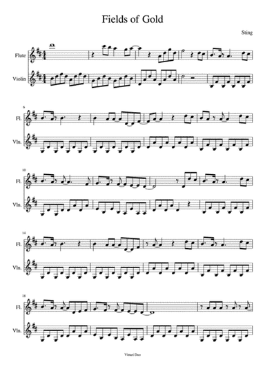 Fields Of Gold (arr. Nia Squirrell, Vittari Duo)