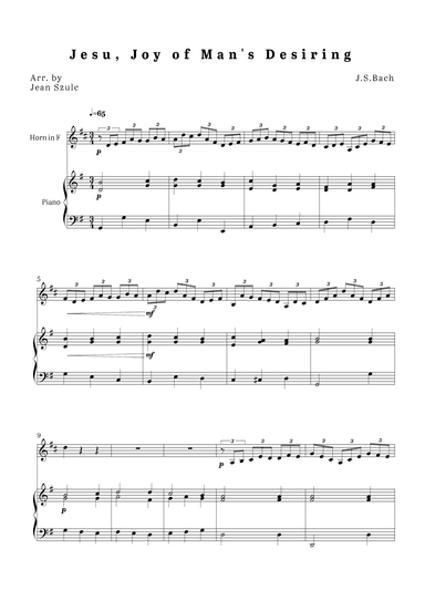 Jesu, Joy of Man's Desiring (arr. Jean Szulc)
