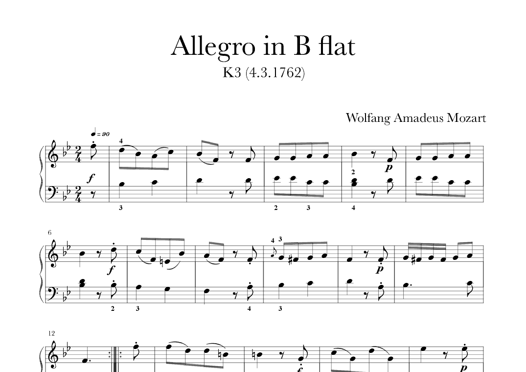 Allegro in B flat K.3 (arr. Thomas Ling)