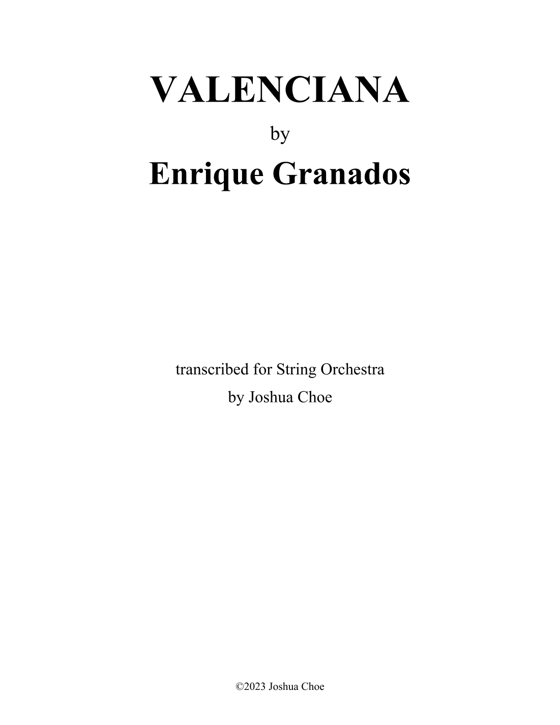 12 Danzas españolas: Valenciana (arr. Joshua Choe)
