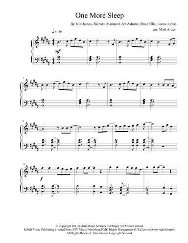 One More Sleep (arr. Matt Arnett)