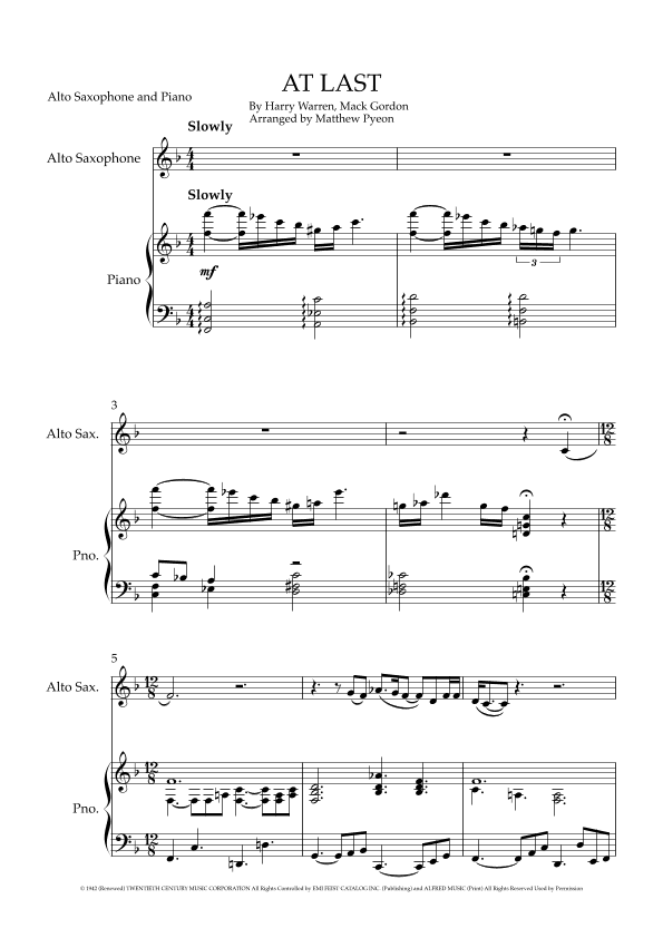 At Last (arr. Matthew pyeon)