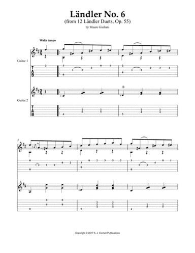 Ländler No. 6 (from 12 Ländler Duets, Op. 55) (arr. A. J. Cornell Publications)
