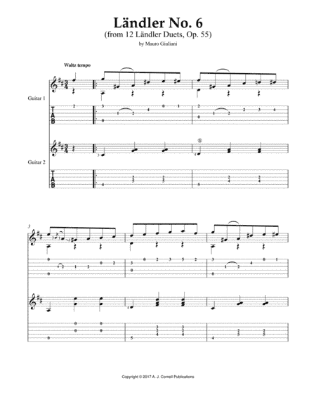 Ländler No. 6 (from 12 Ländler Duets, Op. 55) (arr. A. J. Cornell Publications)
