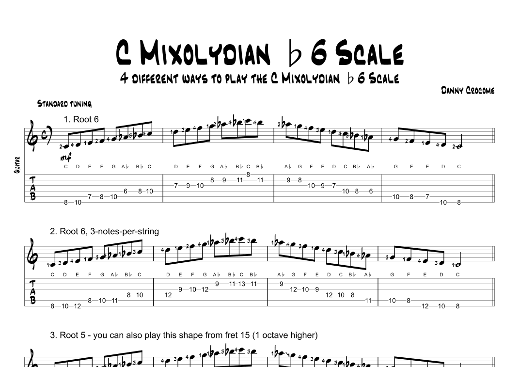 C Mixolydian b6 Scale (4 Ways to Play)
