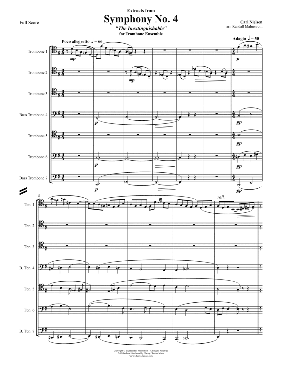 Symphony No. 4 Extracts for 7-part Trombone Ensemble (arr. Randall Malmstrom)