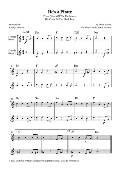 He's A Pirate (arr. Rodrigo Faleiros)