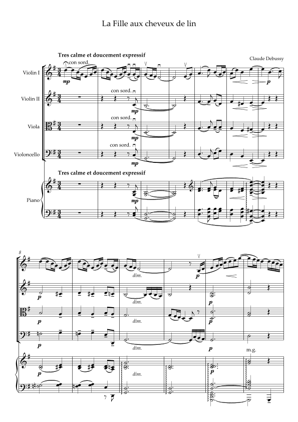 La Fille aux cheveux de lin (arr. V.Shch.)