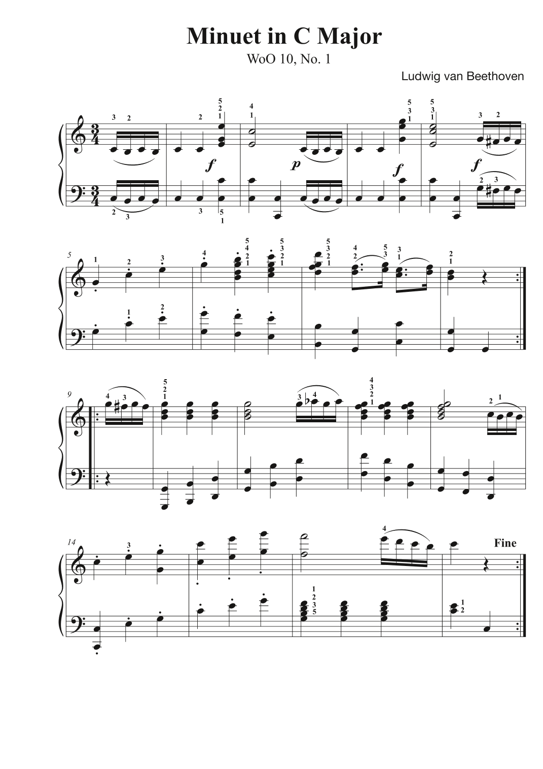 Minuet in C Major -  WoO 10, No. 1 -  Beethoven (arr. Avgusta Udartseva)