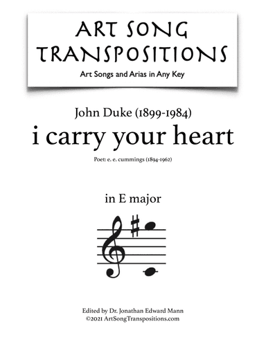 I Carry Your Heart (arr. ArtSongTranspositions.com)