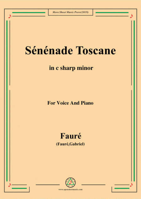 Fauré-Sénénade Toscane,in b flat minor,for Voice and Piano (arr. MSM)