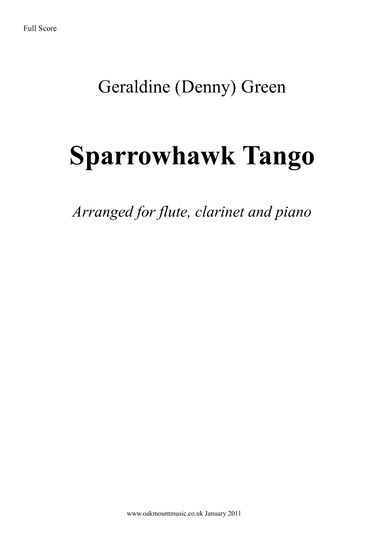 Sparrowhawk Tango.  (Flute, Clarinet and Piano Arrangement)