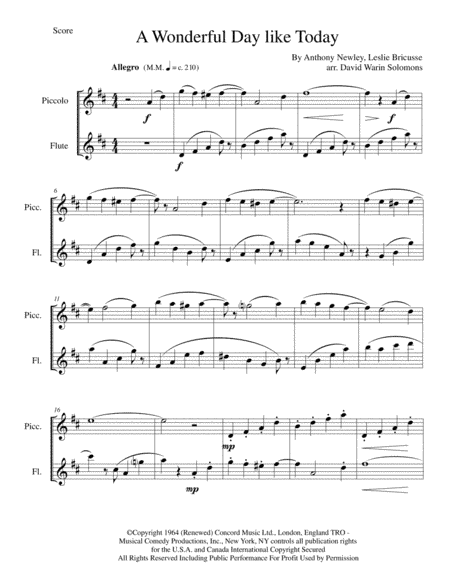 A Wonderful Day Like Today (arr. David Warin Solomons)