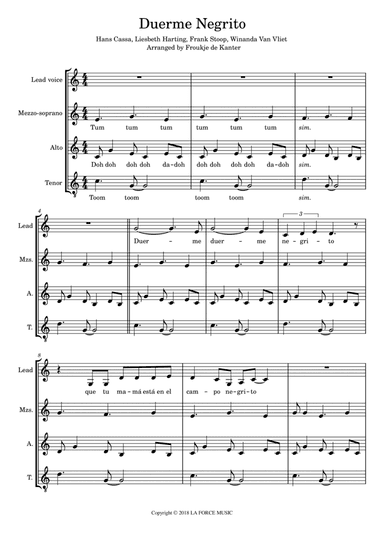 Duerme Negrito (arr. Froukje de Kanter)