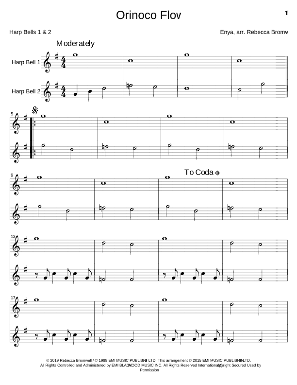 Orinoco Flow - Score Only (arr. Rebecca Bromwell)
