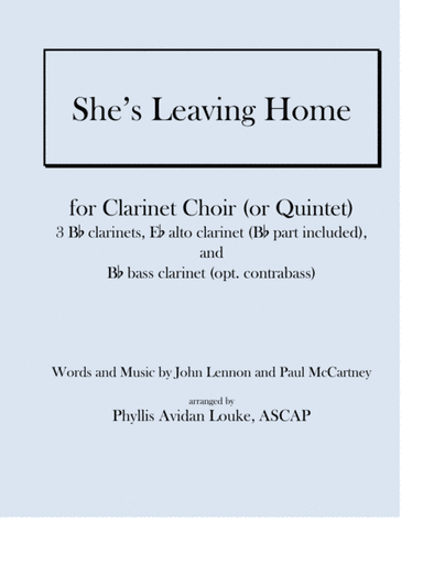 She's Leaving Home (arr. Phyllis Avidan Louke)