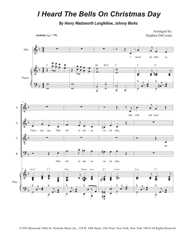 I Heard The Bells On Christmas Day (arr. Stephen DeCesare)