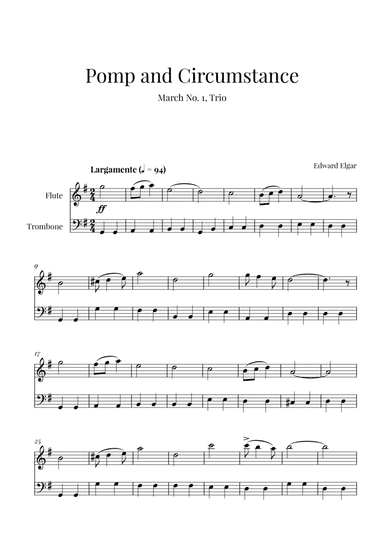 Edward Elgar - Pomp and Circumstance (for Flute and Trombone) (arr. Cadenza Editions)