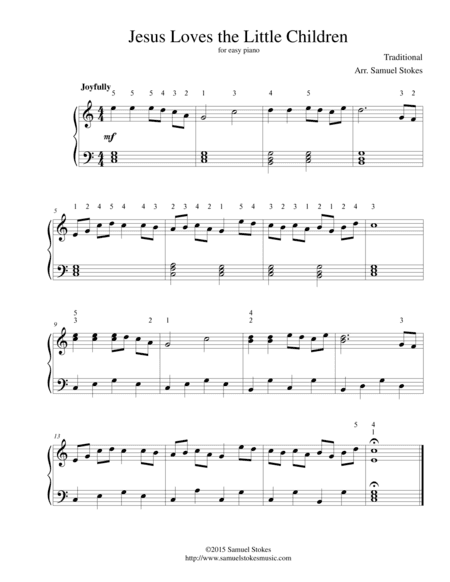 Jesus Loves the Little Children - for easy piano (arr. Samuel Stokes)